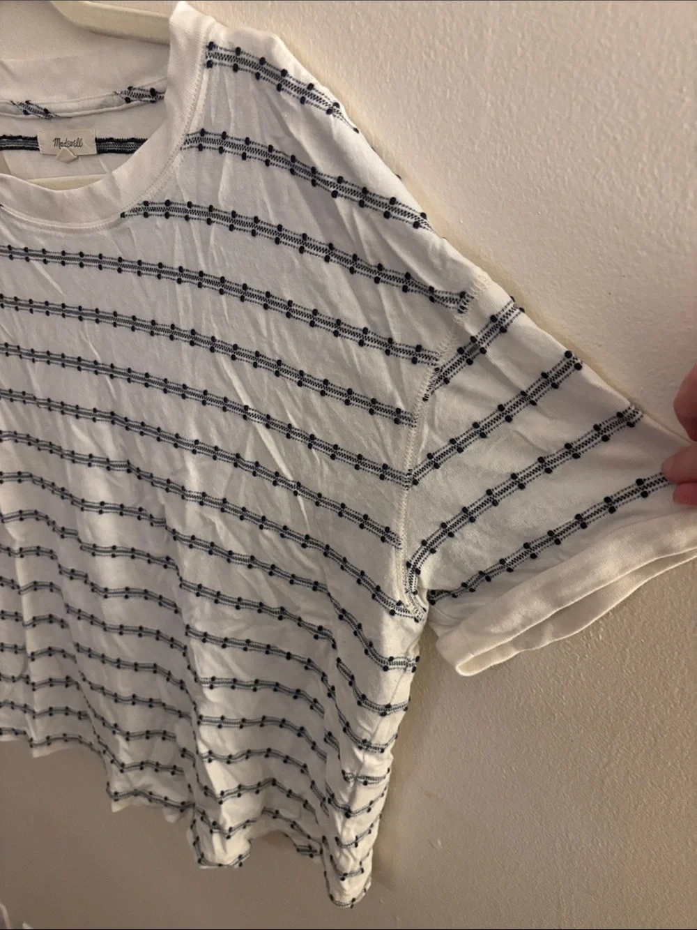 Madewell White Short-Sleeve Striped Knit Top - Picture 4 of 5